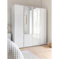 Very Home Layton Gloss 4 Door Combi Wardrobe - White