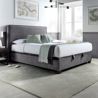 Newton - King Size - Ottoman Storage Bed - Dark Grey - Velvet - 5ft