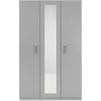 One Call Sanford Part Assembled 3 Door High Gloss Mirrored Wardrobe