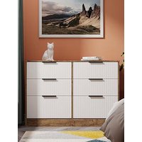 Swift Nevada Ready Assembled 6 Drawer Chest - White/Oak