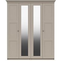 One Call Reid Part Assembled 4 Door Mirrored Wardrobe